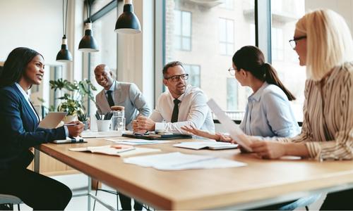 Professional team collaborating